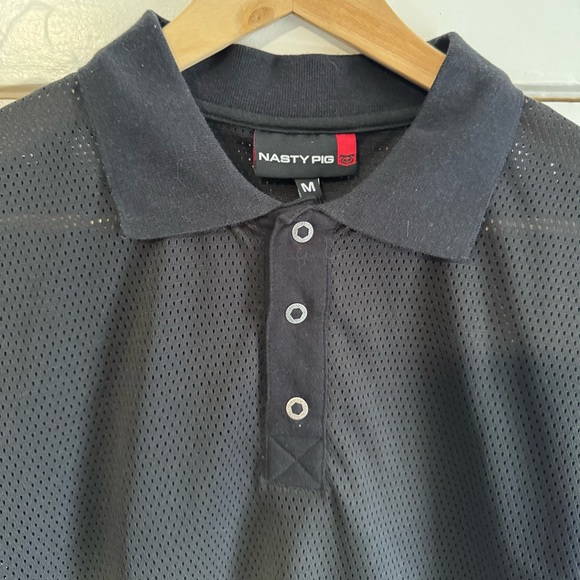 🐷 Nasty Pig Penalty Black Mesh Polo - Picture 5 of 11
